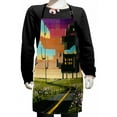thumbnail image 1 of Fantasy Kids Apron, Trippy Futuristic Landscape Collage in Paint Effect Apartment in Clouds Design, Boys Girls Apron Bib with Adjustable Ties for Cooking Baking Painting, Multicolor, by Ambesonne, 1 of 2