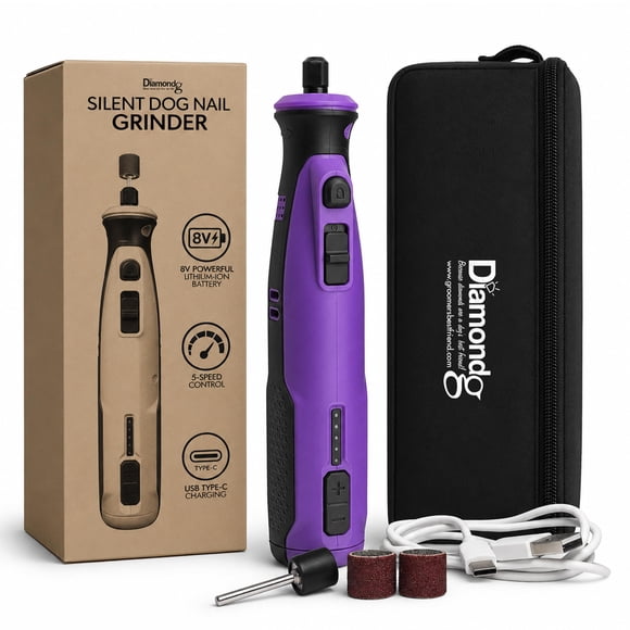 Lima de uñas para perros Diamondg inalámbrica con LED, silenciosa, 4 h de autonomía