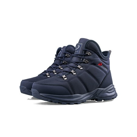 

GENILU Mens Comfort Hiking Booties Flat Snow Boots Sports Solid Blue 8