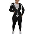thumbnail image 4 of Women's Tracksuit 2Pcs Outfits Sets Casual Long Sleeve Zipper Hoodie+Sweatpants Joggers Solid Color Sweatsuit Sports Activewear, 4 of 15
