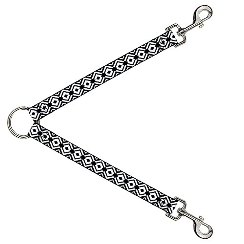 Buckle-Down Leash Splitter - Geometric Diamond2 Black White Black - 1 Wide - 30 Length
