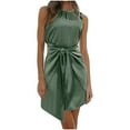 thumbnail image 2 of Mefallenssiah Femmes Été Sans Manches Col Rond Couleur Unie Dentelle Robe, 2 of 8