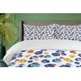 thumbnail image 4 of Flower Duvet Cover Sets, Nature Botanic Design Colored Violet Floral Tiny Flowers Art Print, Bedding Set with 2 Duvet Covers & 4 Pillowcases, 2 Pack King Size, Dark Blue Orange, by Ambesonne, 4 of 7