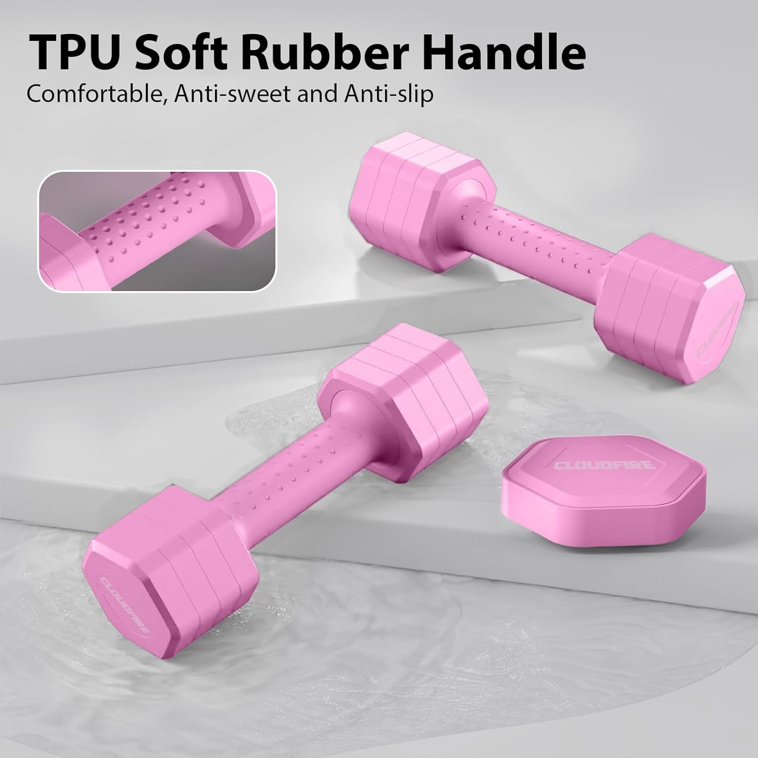 Adjustable Dumbbell Set of 2, 4 in 1 Free Weights Dumbbells Set, Hand Weights for Women at Home, 5 lb Dumbbells Set with Non-slip Comfort Handle for Home Gym Exercise Workout Training