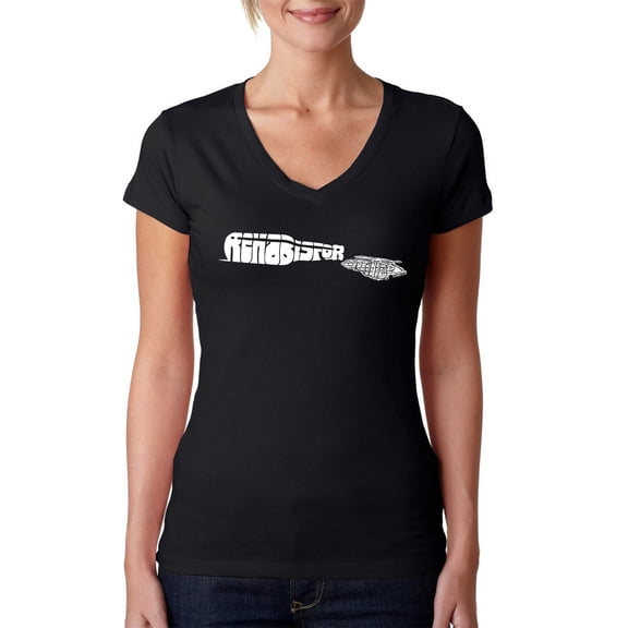 LA Pop Art Women's Word Art V-Neck T-Shirt - REHAB IS FOR QUITTERS