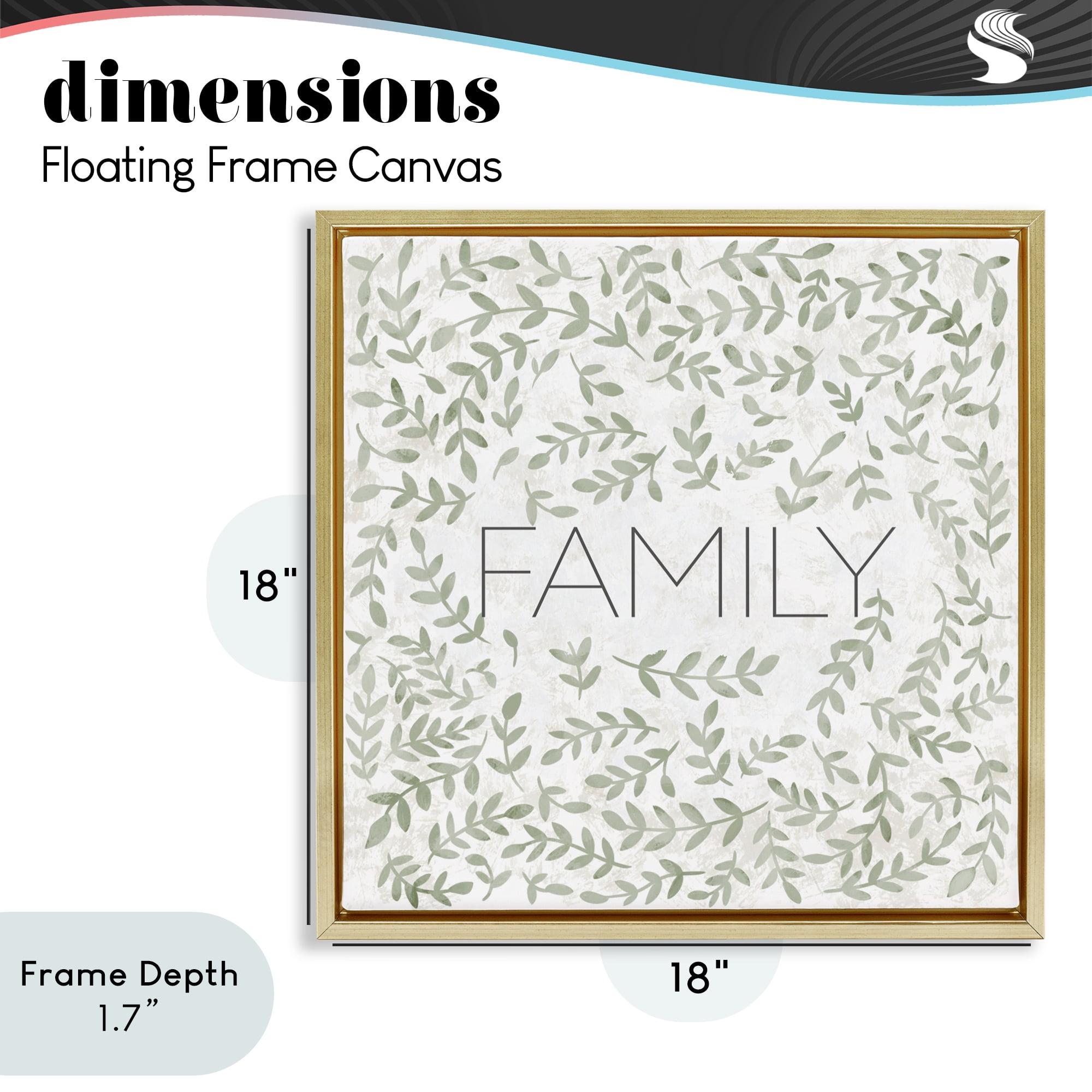 Stupell Industries Curved Ivy Sprigs Family Gold Framed Floater Canvas Wall Art, design by SD Graphics Studio