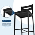 thumbnail image 4 of Modern 3 Piece Dining Table Set with Storage Shelves, Counter Height Metal Frame and 2 Upholstered Chairs, Space Saving for Kitchen Apartments, Black Tube, 4 of 8