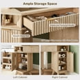 thumbnail image 3 of OKD Modern Fluted Corner Vanity Desk, 48" Corner Makeup Vanity Desk with Smart Mirror and Lights, Oak Vanity Desk with Charging Station and 3 Drawers & Shelves for Bedroom, Natural Oak, 3 of 9