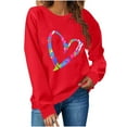 thumbnail image 2 of Felirenzacia Women’s Valentine Holiday Sweatshirt, Cute Heart and Love Print Top, Blue,2XL, 2 of 6
