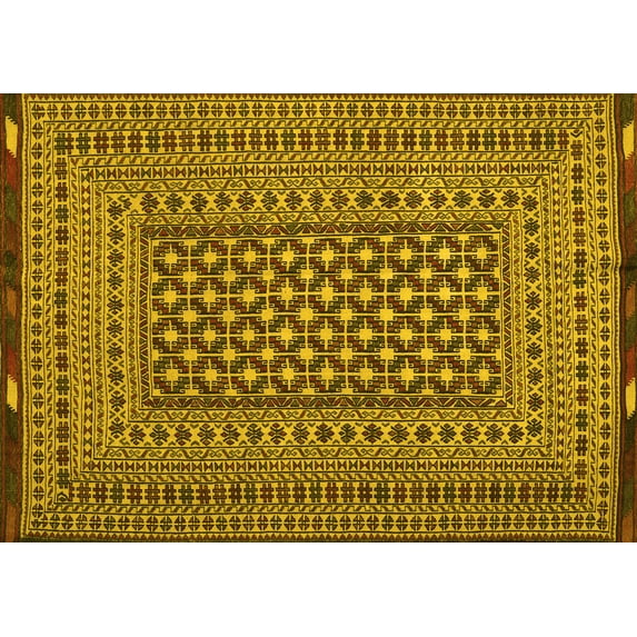 Ahgly Company Indoor Rectangle Persian Yellow Traditional Area Rugs, 3' x 5'