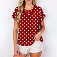 thumbnail image 5 of Aimik Women's Casual Random Polka-Dot Print T-Shirt with V-Neck and Short Sleeve Cross-Neckline Summer Summer Top, 5 of 6