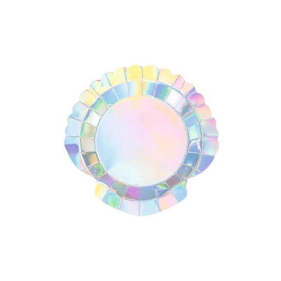 Mermaid Sparkle Party Iridescent Shell-Shaped Paper Dessert Plates - 8 Ct.