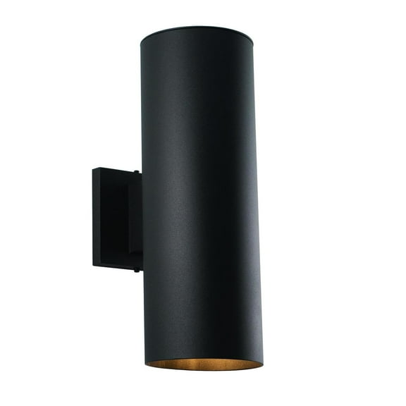 Outdoor Wall Lantern 2 Light Cylinder Black Aluminum Clear Glass Exterior Lighting