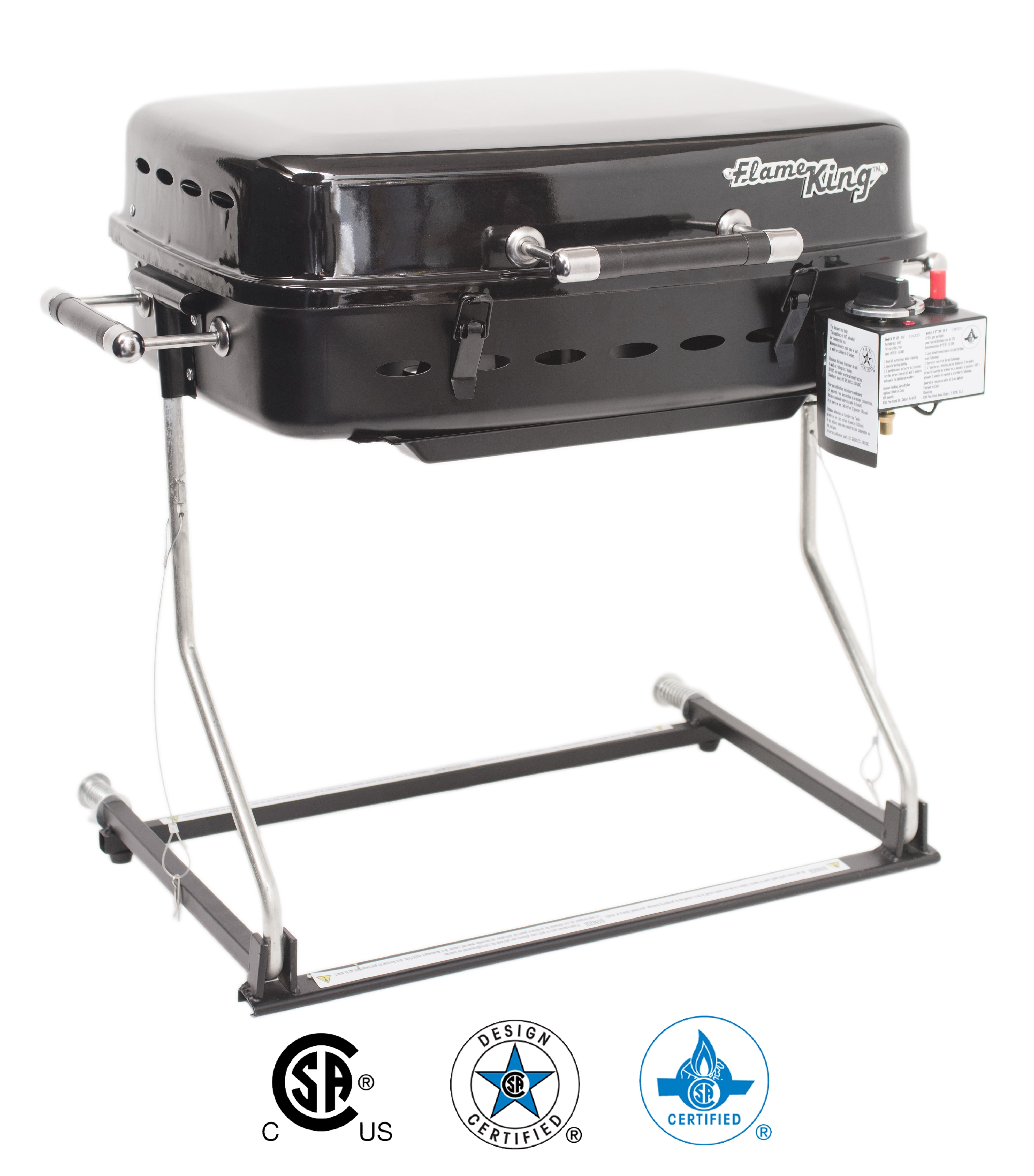 Flame King RV/Trailer Mountable BBQ Motorhome Portable Gas Grill, Complete Steel Grilling Station – Great for National Tequila Day Cookouts