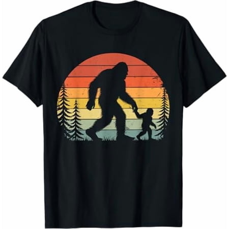 Retro Vintage Bigfoot Dad Fathers Day Father Son Matching T-Shirt, Vintage Birthday Gift