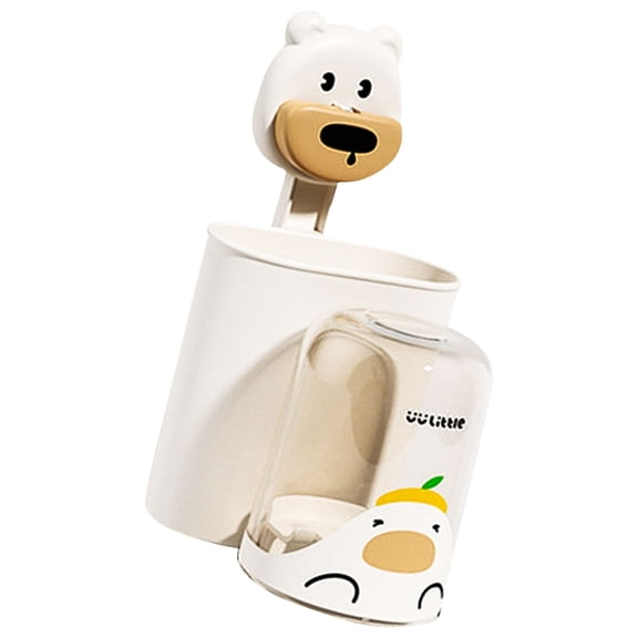 Children Bathroom Toothbrush Cup Holder with Cups & Suction Storage Rack 201mm