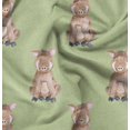 thumbnail image 1 of Soimoi Green polyester Crepe Fabric Pig Animal Printed Craft Fabric by the Yard 52 Inch Wide, 1 of 5