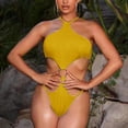 thumbnail image 2 of Sngxgn Women's Vintage Padded Push up Swimsuits Tummy Control Bathing Suits Swimwear(Yellow,M), 2 of 8
