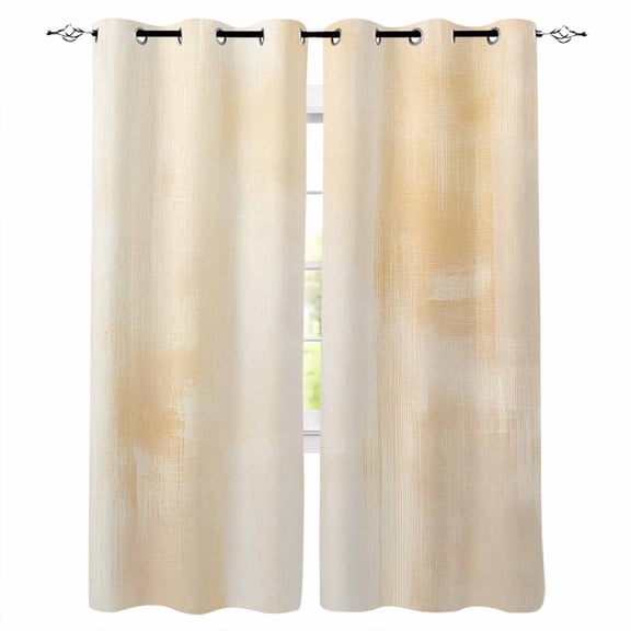 Cream Blackout Curtains for Bedroom/Living Room, Thermal Insulated Kitchen Curtains, Modern Oil Painting Abstract Grommet Darkening Window Treatment Drapes 42"x84"x2