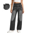 thumbnail image 2 of Wide Leg Jeans for Women High Waist Stretchy Straight Leg Side-Zipper Plus Size Baggy Casual Pull On Barrel Jeans with Pockets, 2 of 9