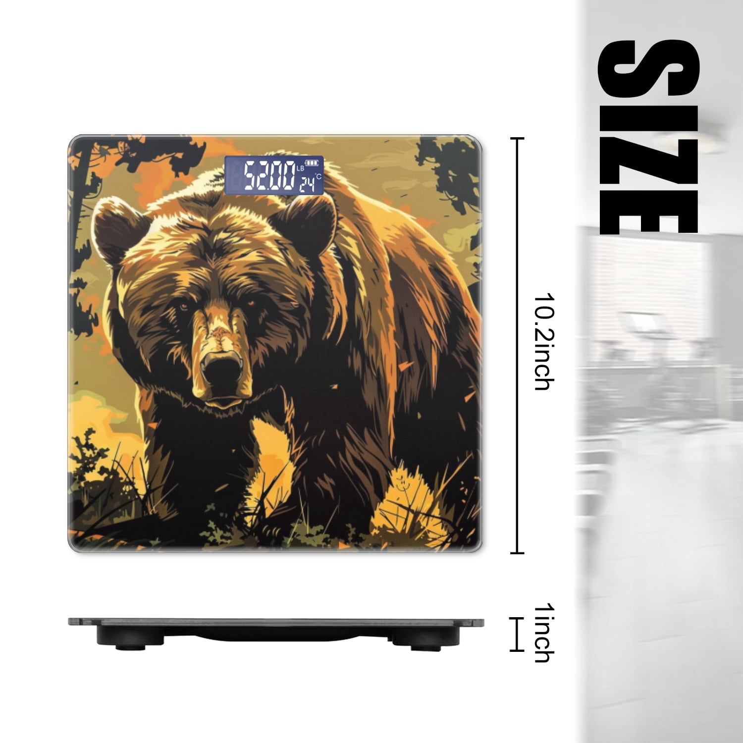 Bathroom Scale, Highly Accurate Digital Body Scale,Precisely Measures Weight up to 400 lbs-Brown Bear In Forest At Sunset