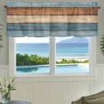 thumbnail image 4 of Valance for Windows,Farmhouse Blue Brown Beige Wood Valances Curtain Rod Pocket Valance for Kitchen Bedroom Living Room Bathroom,Retro Shabby Wooden Texture Short Curtains Window Treatment 42x12in, 4 of 9