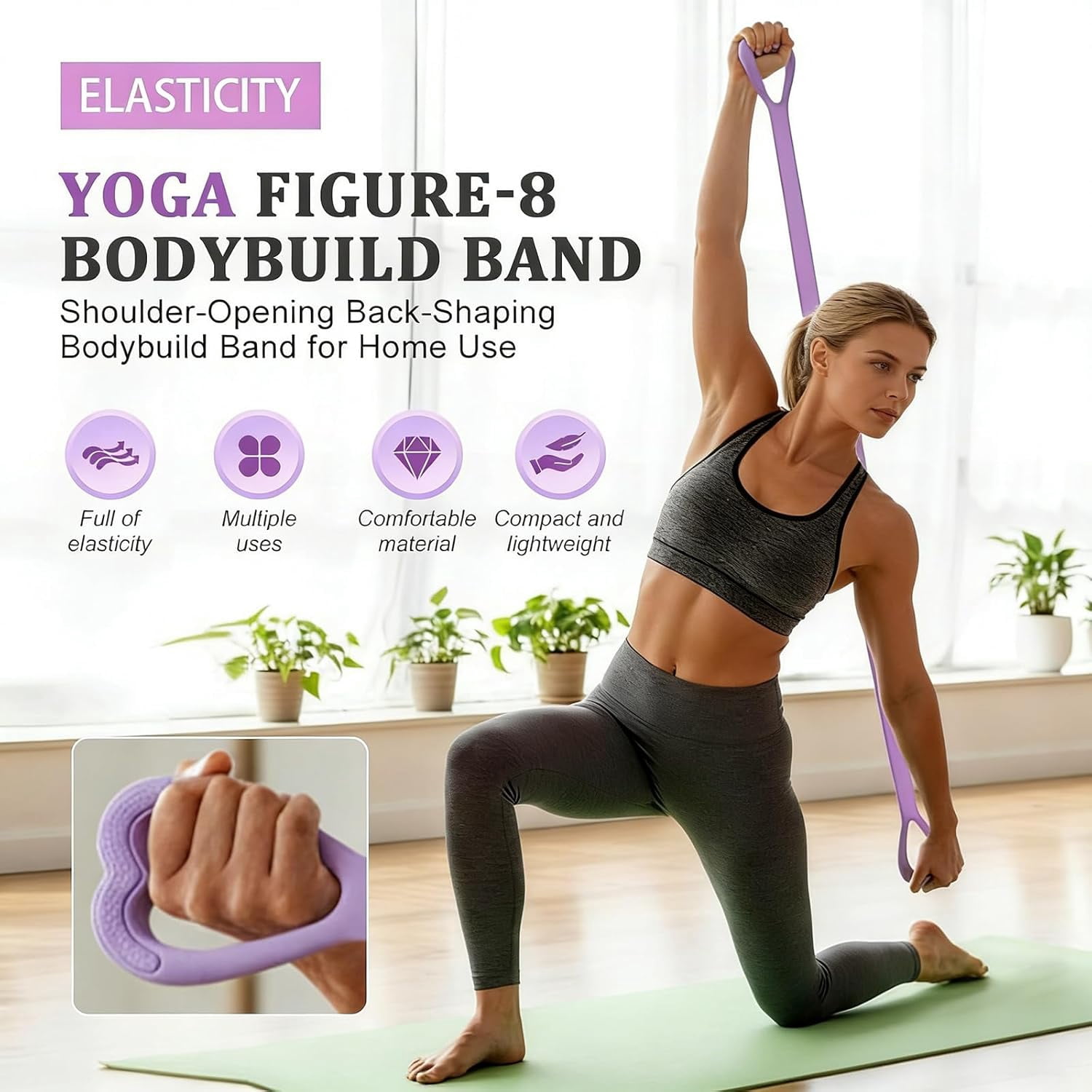 JJEAN-2026 New Figure 8 Resistance Bands with Handles - Ideal Exercise Bands for Women for Arm, Back & Shoulder Stretching and Strength Training