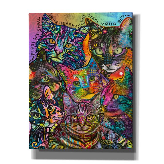 Epic Graffiti 'Bed Cats' by Dean Russo, Canvas Wall Art, 26"x34"
