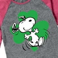 thumbnail image 3 of Peanuts - Dancing Snoopy Shamrock - Toddler and Youth Girls Shirt Tail Raglan, 3 of 6