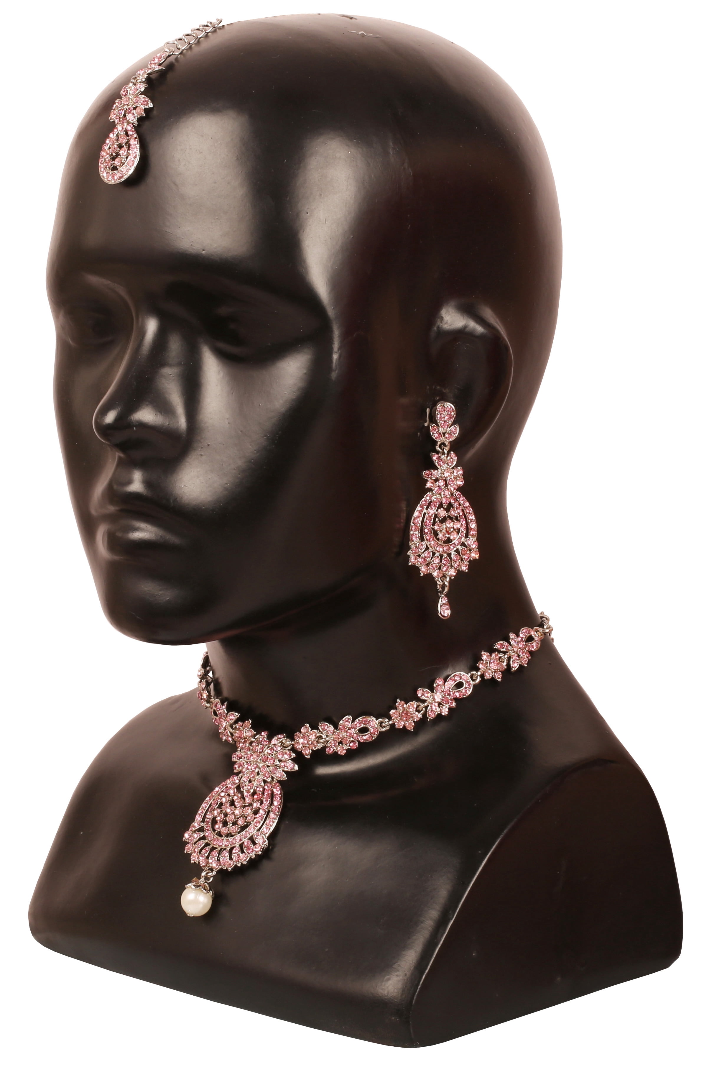 Sunsoul By Touchstone Indian Handcrafted Fuchsia Rhinestone Gold Tone Jewelry Necklace For Women.