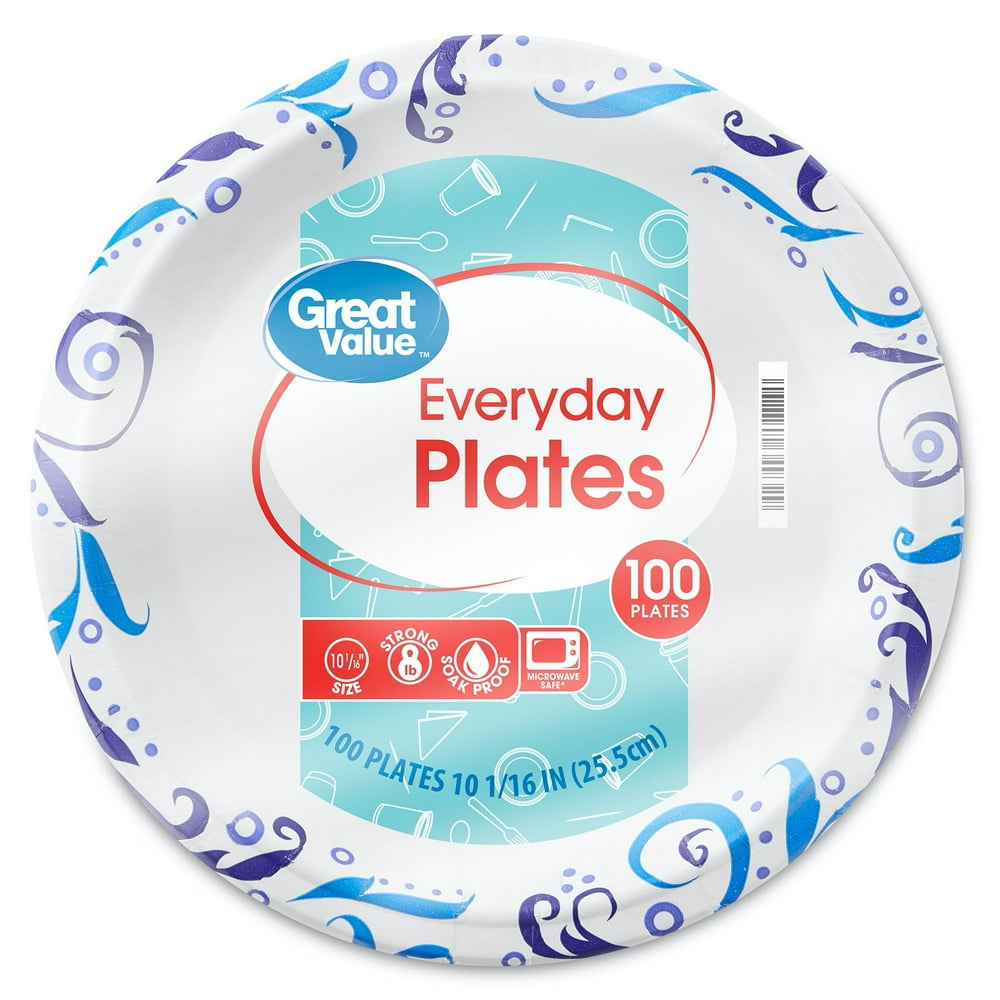 Great Value Everyday Plates, 100 count