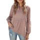 thumbnail image 1 of Camisa Jumpingount de mujer con cuello en V con volantes Blusa de encaje casual de manga larga Rosa M, 1 of 1