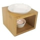 thumbnail image 1 of Portavelas de cerámica para té, quemador de aceite esencial de madera, difusor de velas fundidas para meditación, baño, dormitorio, uso doméstico. Cuatro lados de madera, 1 of 8