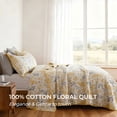 thumbnail image 2 of King Size 3 Pieces - 100% Cotton Versatile Floral Quilt Set, Yellow Grey Farmhouse Bedspread Coverlet - Soft Lightweight Comforter Bedding Set with Pillow Shams for All Season, 2 of 7