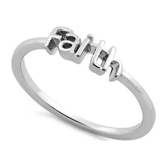 925 Sterling Silver Oxidized Platinum Plated Faith Women Valentines Day Gifts Ring