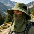 thumbnail image 2 of Wide Brim Boonie Sun Hat with Removable Face & Neck Flap, Full Coverage Breathable Mesh Cap, Lightweight Headwear for Hiking, Fishing, Camping and Garden Outdoor Activities, 2 of 7