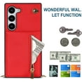 thumbnail image 6 of Crossbody Wallet Case for Samsung Galaxy S23, PU Leather Zipper Handbag Purse Flip Cover with Kickstand Case for Samsung Galaxy S23 ZP Red, 6 of 17