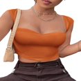 thumbnail image 4 of Women Crop Vest Sleeveless Square Neck Knitting Wrapped Summer Tops, 4 of 6