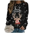 thumbnail image 3 of Chandail Sans Capuche Décontracté à Manches Longues et Col Rond pour Femmes, Imprimé de Noël Automne Hiver, 3 of 5