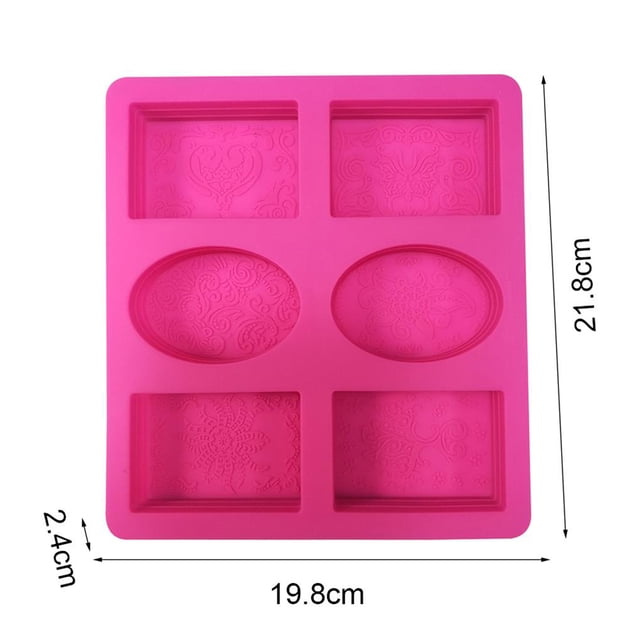 Molde De Jabón De Silicona Ovalado Rectangular De 6 Cavidades Hecho A Mano Para Hacer Jabón De Baño Para El Hogar Inevent HA023199-00