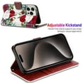 ClearSha iPhone 15 Pro Max Wallet Case for Women, Red Rose Flower