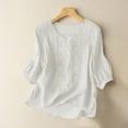 thumbnail image 2 of Endives Women's Cotton Linen Shirts Fashion Casual Solid Color Pleated Tops Shirts T Shirts, 2 of 8