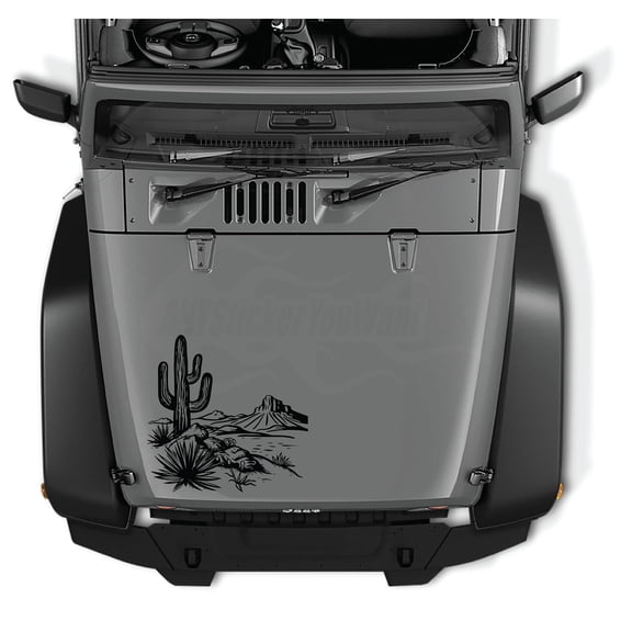 AnyStickerYouWant - Mojave Sand Runner Cactus Canyon Dessert Scene Vinyl Decal Sticker 6, 22" Tall Vinyl Hood Decal - Fits on & Compatible with Jeep Wrangler and Jeep Gladiator