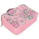thumbnail image 3 of Estuche para lápices con estampado de rosas, cremallera multicapa, 252 ranuras, bolsillo de almacenamiento portátil para bolígrafos (fondo rosa rosa), 3 of 5