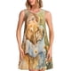 thumbnail image 1 of Easygdp Girl Hugging Dog Flowers para Vestido Transpirable de Mujer, Vestido Suelto de Manga Corta con Pliegues y Bolsillos para el Verano, 1 of 7