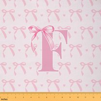 jejeloiu Initial Letter F Fabric by the Yard 3 Yards,Ribbon Bow Knot Sewing Fabric,Pink Bowtie Fabric for Sewing For Girl,Breathable Bedroom Decoration