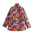 thumbnail image 4 of LOVZFMLL Jackets for Women's Fall And Winter Printed Pleated Lace Cotton Jacket, 4 of 4