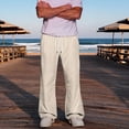 thumbnail image 6 of KLHDSF Men's Baggy Bootcut Sweatpants Wide Leg Flared Stretch Elastic Waist Drawstring Cotton Lounge Workout Casual Pants Beige L, 6 of 8