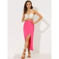 thumbnail image 3 of Falda Larga Allegra K con Pliegues y Abertura Lateral Fucsia S, 3 of 5