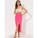 thumbnail image 3 of Falda Larga Allegra K con Pliegues y Abertura Lateral Fucsia L, 3 of 5